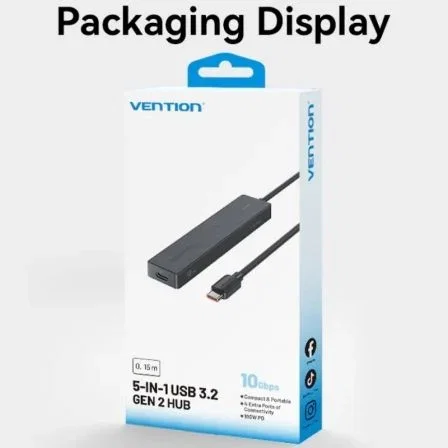 Vention Hub USB Tipo-C 3.2 CKCBB 4xUSB 1xUSB Tipo-C PD Negro